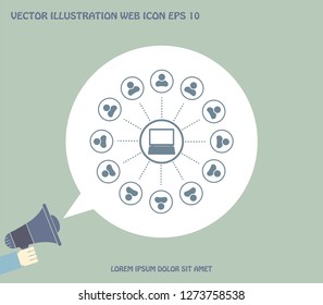 Global communication concept with flat icons. Vector illustration
