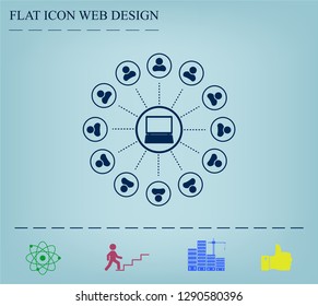 Global communication concept with flat icons. Vector illustration