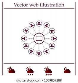 Global communication concept with flat icons. Vector illustration