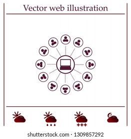 Global communication concept with flat icons. Vector illustration