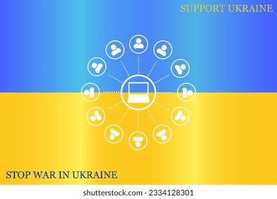 Global communication concept with flat icons. Vector illustration