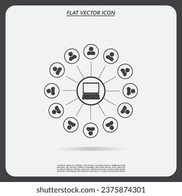 Global communication concept with flat icons. Vector illustration