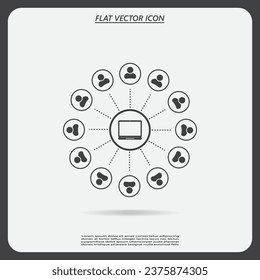 Global communication concept with flat icons. Vector illustration