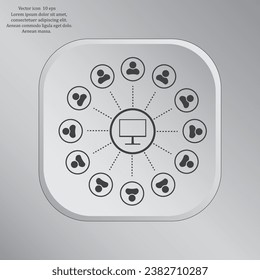 Concepto de comunicación global con iconos planos. Ilustración del vector