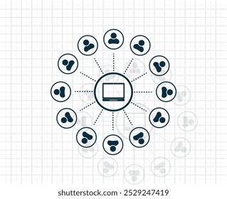 Concepto de comunicación global con iconos planos. Ilustración vectorial