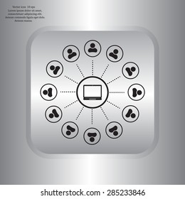 Global communication concept with flat icons. Vector illustration