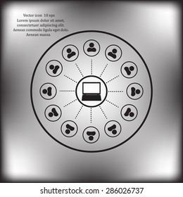 Global communication concept with flat icons. Vector illustration