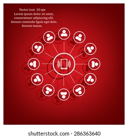 Global communication concept with flat icons. Vector illustration