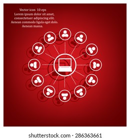 Global communication concept with flat icons. Vector illustration