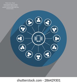 Global communication concept with flat icons. Vector illustration