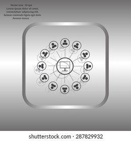 Global communication concept with flat icons. Vector illustration