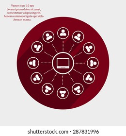 Global communication concept with flat icons. Vector illustration
