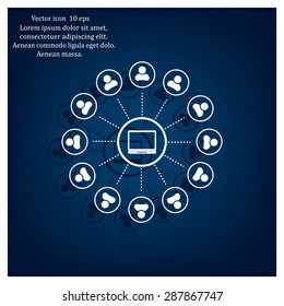 Global communication concept with flat icons. Vector illustration