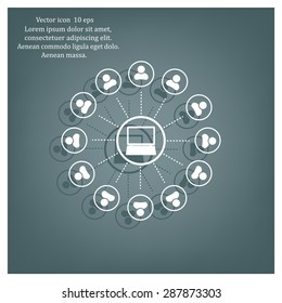 Global communication concept with flat icons. Vector illustration