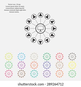 Global communication concept with flat icons. Vector illustration