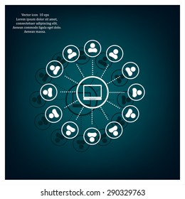 Global communication concept with flat icons. Vector illustration