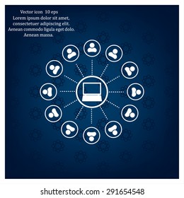 Global communication concept with flat icons. Vector illustration