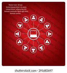 Global communication concept with flat icons. Vector illustration