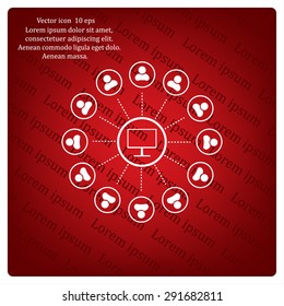 Global communication concept with flat icons. Vector illustration