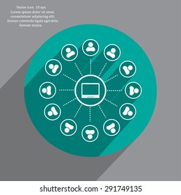 Global communication concept with flat icons. Vector illustration