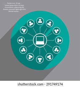 Global communication concept with flat icons. Vector illustration