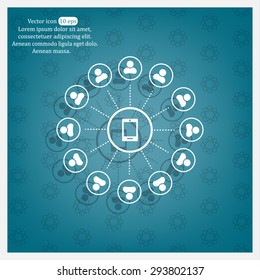 Global communication concept with flat icons. Vector illustration