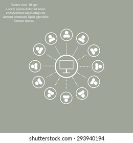 Global communication concept with flat icons. Vector illustration