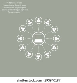 Global communication concept with flat icons. Vector illustration