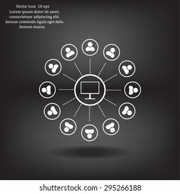 Global communication concept with flat icons. Vector illustration