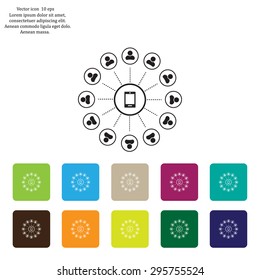 Global communication concept with flat icons. Vector illustration