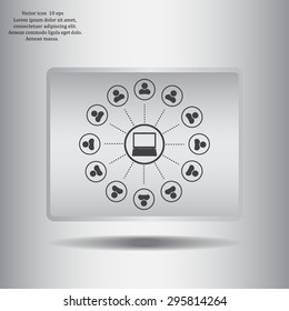 Global communication concept with flat icons. Vector illustration
