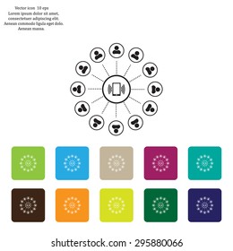 Global communication concept with flat icons. Vector illustration