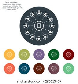 Global communication concept with flat icons. Vector illustration
