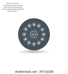 Global communication concept with flat icons. Vector illustration