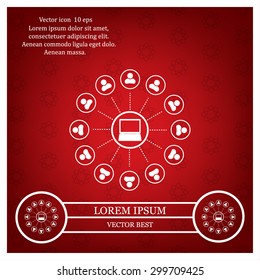 Global communication concept with flat icons. Vector illustration