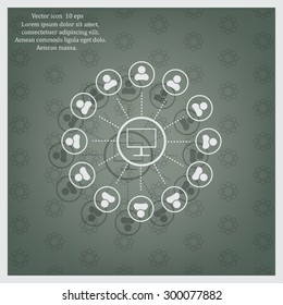 Global communication concept with flat icons. Vector illustration