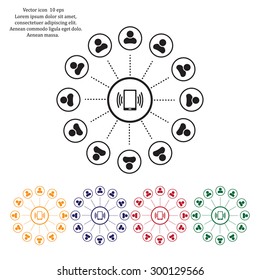 Global communication concept with flat icons. Vector illustration