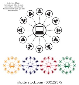 Global communication concept with flat icons. Vector illustration