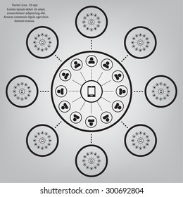 Global communication concept with flat icons. Vector illustration