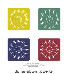 Global communication concept with flat icons. Vector illustration