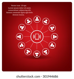 Global communication concept with flat icons. Vector illustration