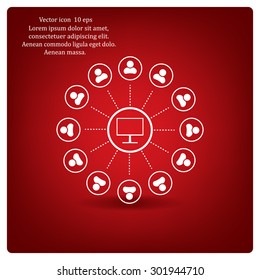 Global communication concept with flat icons. Vector illustration