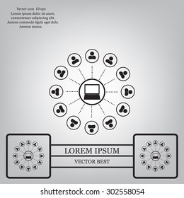 Global communication concept with flat icons. Vector illustration
