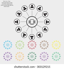 Global communication concept with flat icons. Vector illustration