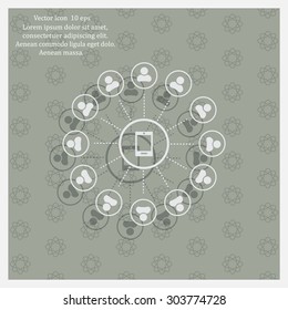 Global communication concept with flat icons. Vector illustration