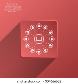 Global communication concept with flat icons. Vector illustration