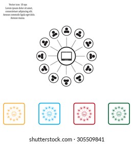Global communication concept with flat icons. Vector illustration