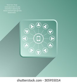 Global communication concept with flat icons. Vector illustration