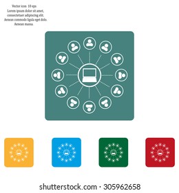Global communication concept with flat icons. Vector illustration
