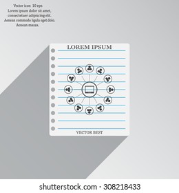 Global communication concept with flat icons. Vector illustration